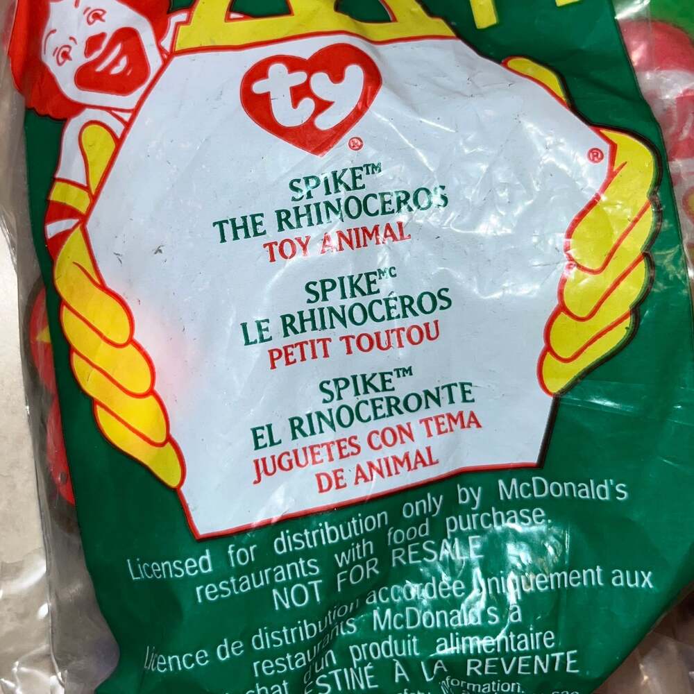 TY Spike The Rhinoceros #11 Teenie Beanie Baby 2000 McDonald's Happy Meal Toy